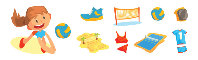 Volleyball Training Sport Game Object and Attribute Vector Set