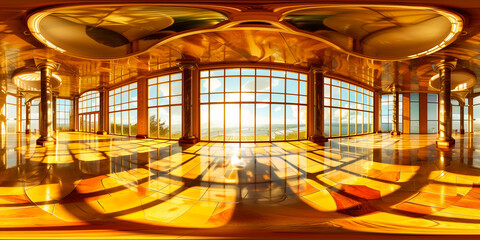 golden room 360 equirectangular hdri	