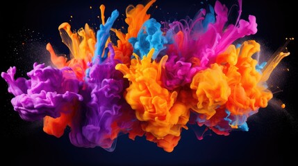 Fluorescent paint splashes with motion blur