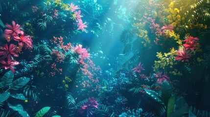 Fototapeta premium Vibrant Tropical Floral Paradise
