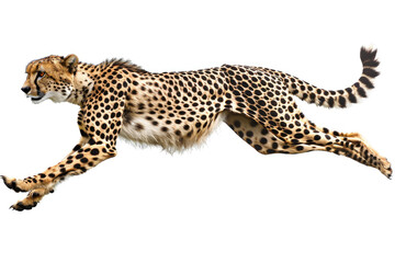 A cheetah sprinting in full stride.