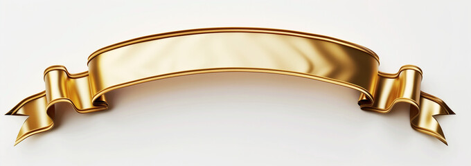 Golden Ribbon with Copy Space on White Background. Elegant Celebration Invitations, Festive Greetings, and Luxury Event Announcements. Holiday Cards, Wedding Banners, and Special Occasion Messages	