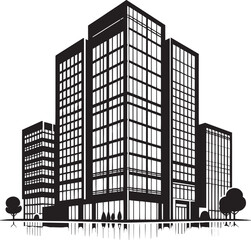 Modern Corporate Tall Building silhouette vector illustration isolated on a white background