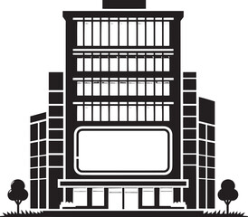 Modern Corporate Tall Building silhouette vector illustration isolated on a white background