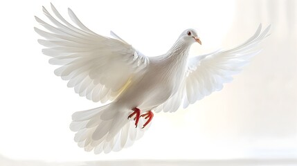 Obraz premium A white dove is flying in the air