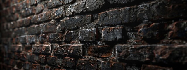 Old brick wall texture moody lighting.