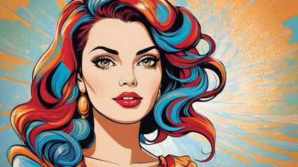 colorful portrait of a girl with a comic style mix of colors 