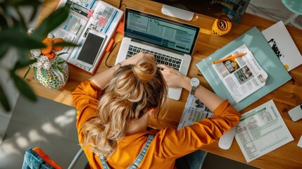 Filing taxes, woman with laptop