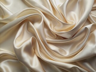 Obraz premium Softly shimmering cream silk fabric featuring smooth, flowing lines and a gentle sheen, creating a serene pastel-hued background ideal for wallpaper and design.