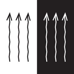 Winding wavy curved arrows. Thin wavy twisty arrows. Vector illustration.  EPS 10/AI