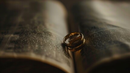 Wedding Rings on Bible Pages