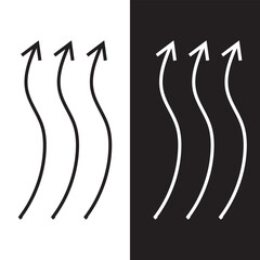 Winding wavy curved arrows. Thin wavy twisty arrows. Vector illustration.  EPS 10/AI