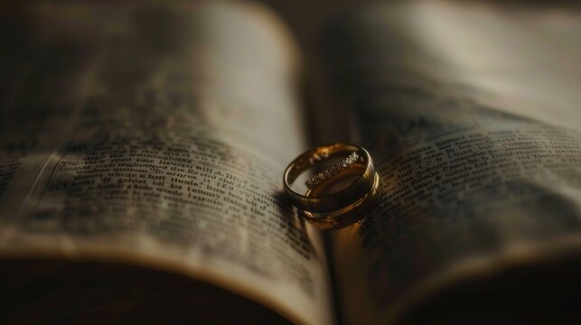 Wedding Rings on Bible Pages