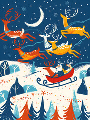 Naklejka premium New Year and Christmas card, graphic advertising backgrounds in a doodle 2D illustrator style