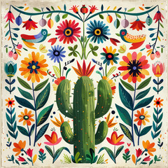 National hispanic heritage month banner with tropical flowers. Vector flyer with floral pattern, captivating ethnic bloom ornament