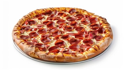 Pepperoni Pizza on White Background