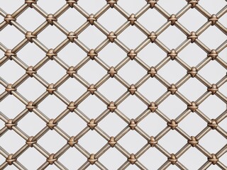 Naklejka premium Intricate metal net line grid forms a seamless pattern texture background of metal mesh isolated on white with intersecting lines and geometric shapes.