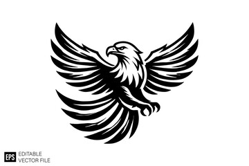 eagle logo black and white vector clip art silhouette graphic design