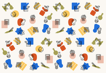 children's background pattern with school supplies