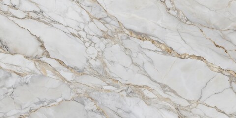 Naklejka premium High-resolution white marble texture background for interior or exterior design, featuring a luxurious countertop view with subtle veining and elegant gray accents.