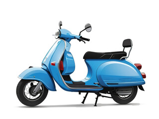 Blue scooter silhouette, vector illustration on transparent background