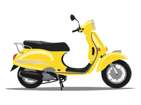 Vector image of a yellow scooter silhouette, isolated and transparent background