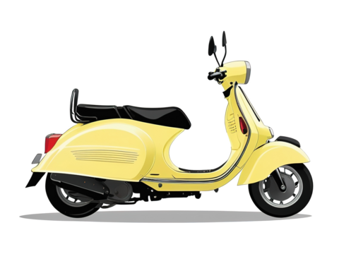 Transparent background vector of a yellow scooter silhouette.