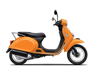 Isolated orange scooter silhouette, vector art on transparent background.