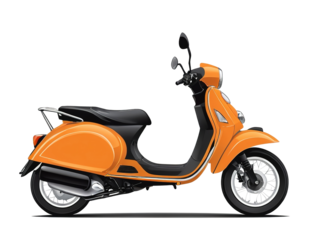 Isolated orange scooter silhouette, vector art on transparent background.