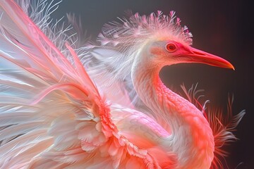 Fototapeta premium Pink Bird with a Feathery Crest