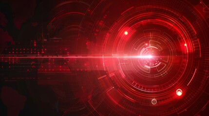Fototapeta premium Abstract digital security system with glowing light effect and red background