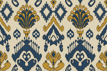 Ikat paisley embroidery on the fabric in Indonesia,India and asian countries.geometric ethnic oriental seamless pattern.Aztec style. illustration.design for texture,fabric,clothing,wrapping,carpet