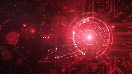 Obraz premium Abstract digital security system with glowing light effect and red background