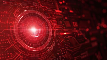 Obraz premium Abstract digital security system with glowing light effect and red background