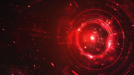 Fototapeta premium Abstract digital security system with glowing light effect and red background