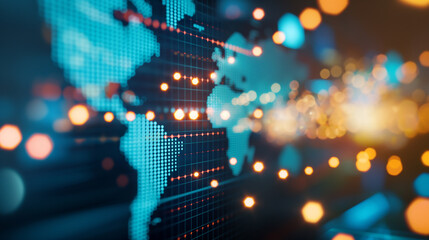 Fototapeta premium Digital World Map with Financial Data 