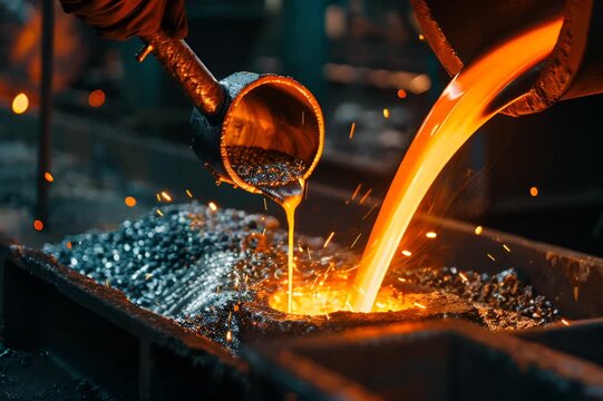 Gold is being poured into the mold