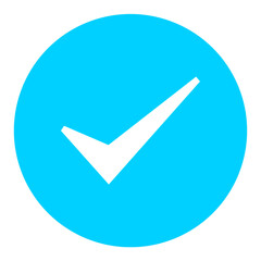 Blue check mark icon with simple and modern design