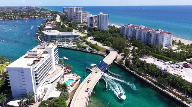 Boca Raton, Florida aerial landscape. Forward moving view on a clear bright sunny day!