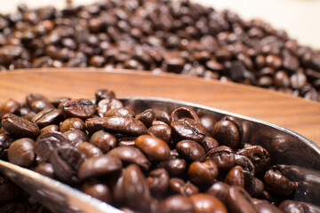 coffee beans in the spoon