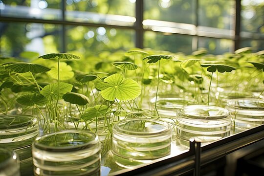 biology  laboratory, nature and science, plant structures, biochemistry, green background, botanical study