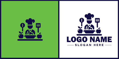 Cooking school icon Culinary academy Cooking institute Culinary school flat logo sign symbol editable vector