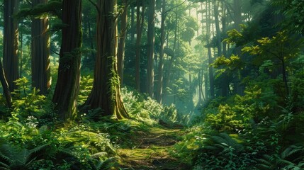 Lush verdant woodland