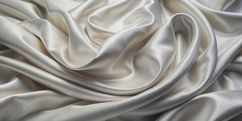 Obraz premium Soft, luxurious white gray satin fabric with subtle sheen, set against a serene ivory silk background, featuring a natural, subtle blur pattern with gentle texture.