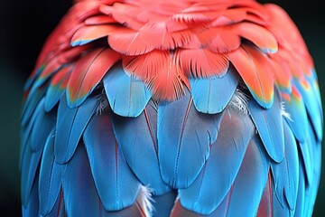 Obraz premium A macaw's feathers, showcasing the intricate pattern and vibrant colors