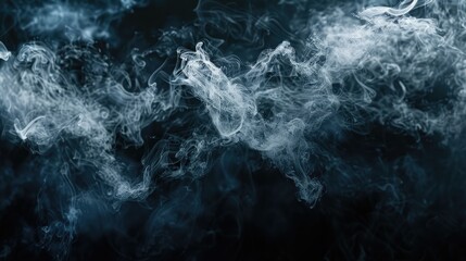 Fototapeta premium Detailed image of smoke and ash particles rising in tendrils against a dark background, conveying an air of mystery and intrigue.