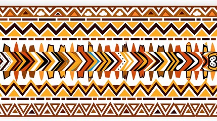 An abstract African pattern background with a mix of tribal motifs and colorful zigzag lines, creating a dynamic and culturally rich visual. 