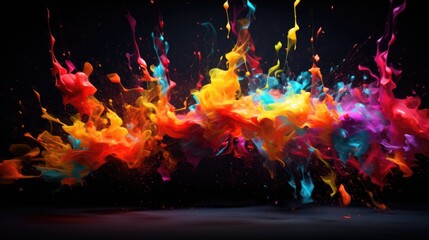 Fluorescent paint splashes with motion blur