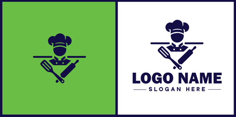 Cooking school icon Culinary academy Cooking institute Culinary school flat logo sign symbol editable vector