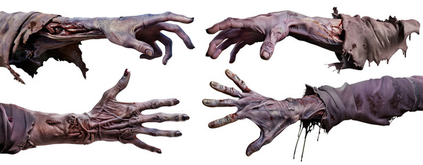 Zombie hand on a transparent background illustration, Generative AI